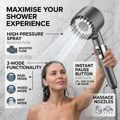 3-Mode Massage Showerhead with Filter Function + 18 Filter Elements