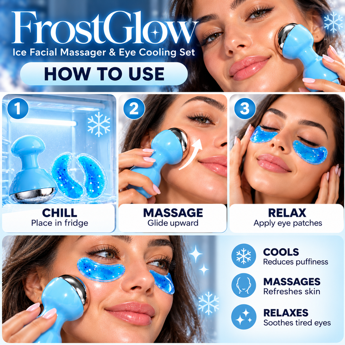 Frost Glow Ice Facial Massager & Eye Cooling Set