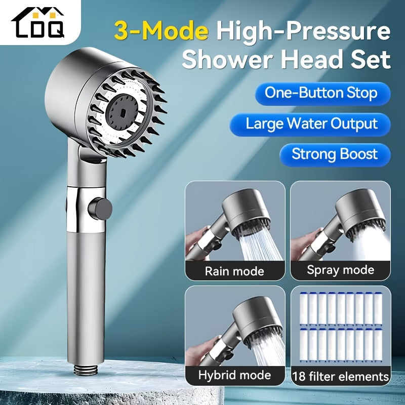 3-Mode Massage Showerhead with Filter Function + 18 Filter Elements