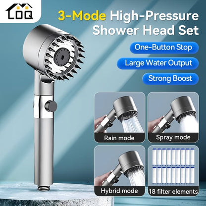 3-Mode Massage Showerhead with Filter Function + 18 Filter Elements