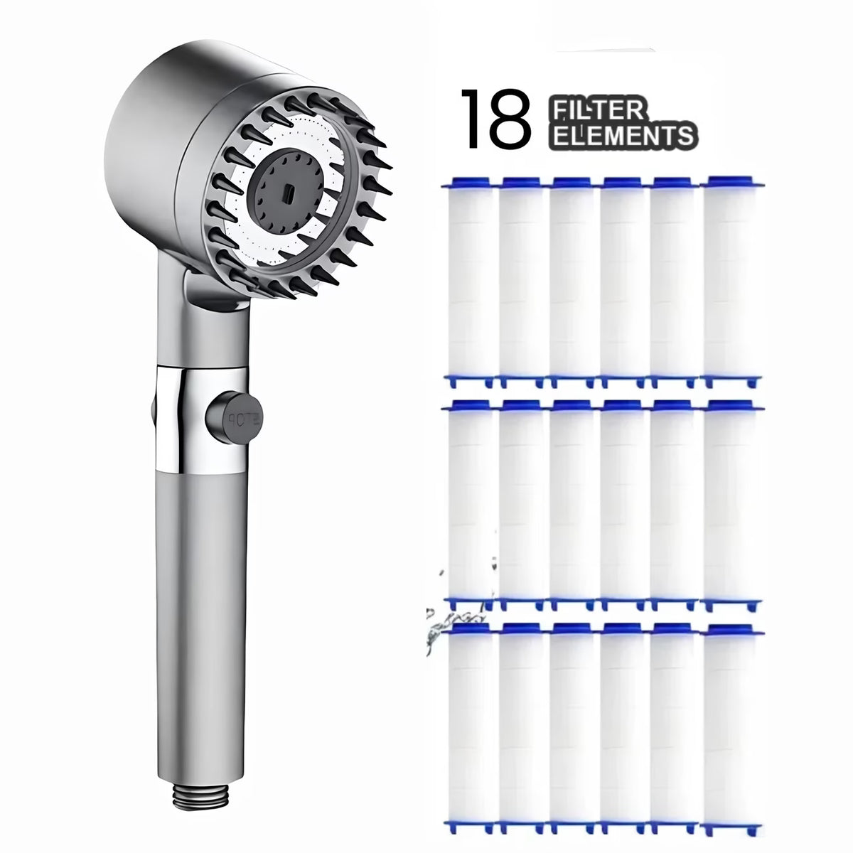 3-Mode Massage Showerhead with Filter Function + 18 Filter Elements